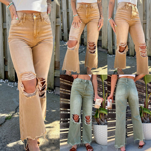 maoxiangshop-shop fall outfits women Southeast Asian Women's Ripped Jeans Women's Straight Loose Jeans Women