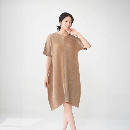dress 2025 summer high-end bronzing v-neck loose meat covering medium and long fashion casual versatile skirt