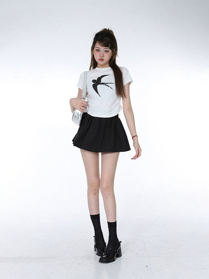 Swallow T-shirt Sweet Girl Front Shoulder Short Sleeve T-Shirt popular Summer New Loose Versatile Skinny Top Women