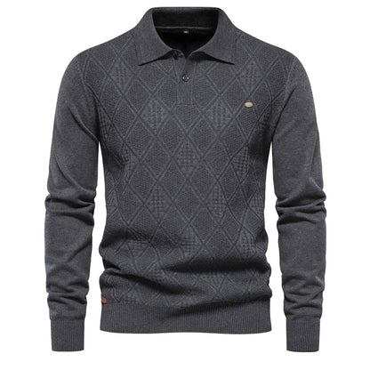 MAOXIANGSHOP 2025 autumn and winter new top long-sleeved men's sweater slim-fitting lapel high-quality men's Popularan-size knitted sweater