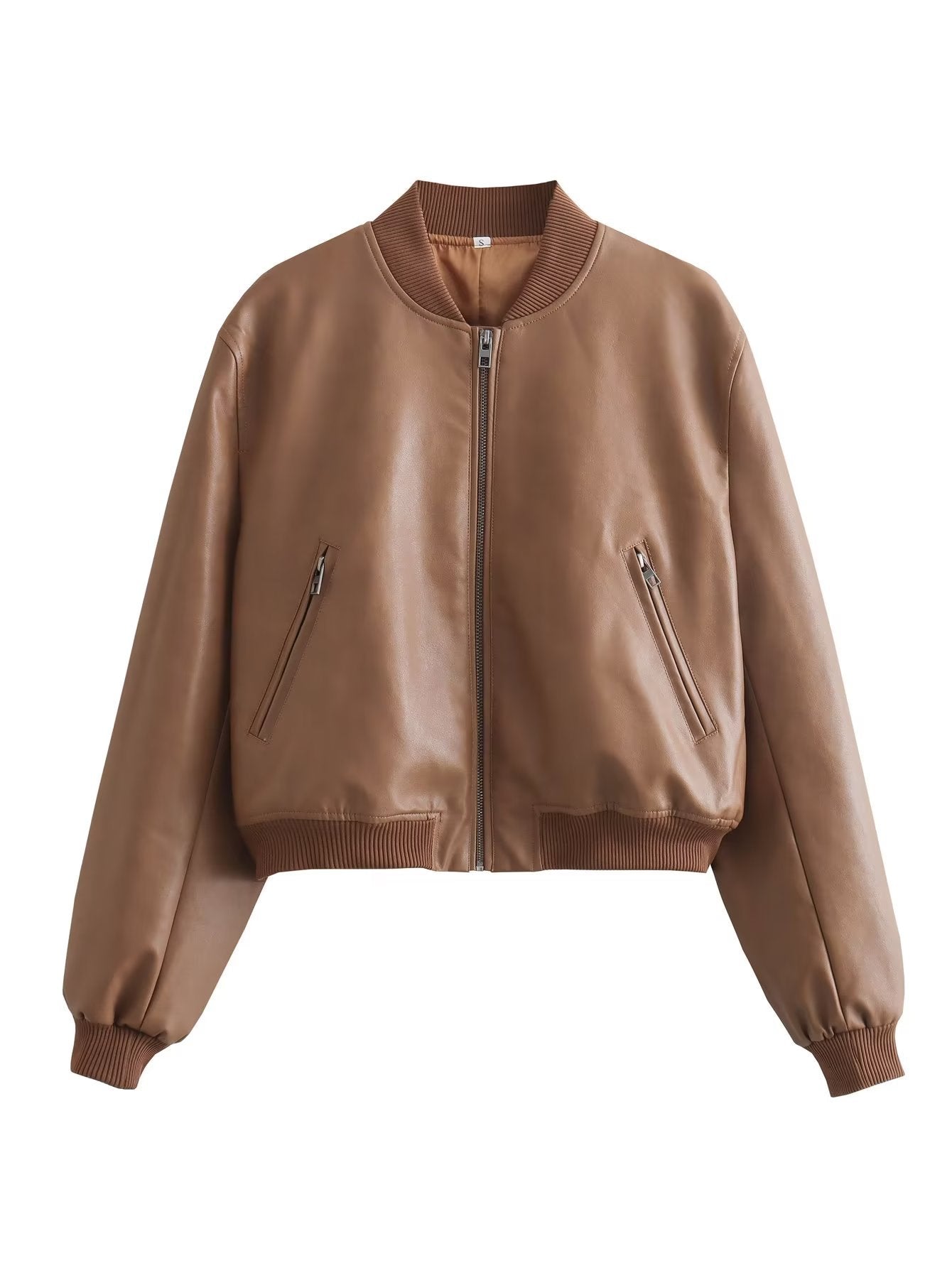 maoxiangshop fashion inspo Pu Street Short Slim Autumn Stand Collar Motorcycle Pilot Jacket Coat Women's Jacket