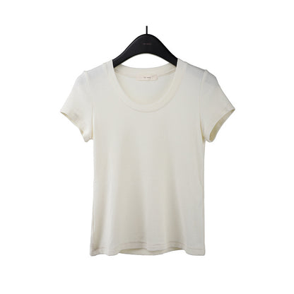 2025 [11 colors] Basic round neck short-sleeved T-shirt women's 2025 summer new simple and versatile solid color top T003