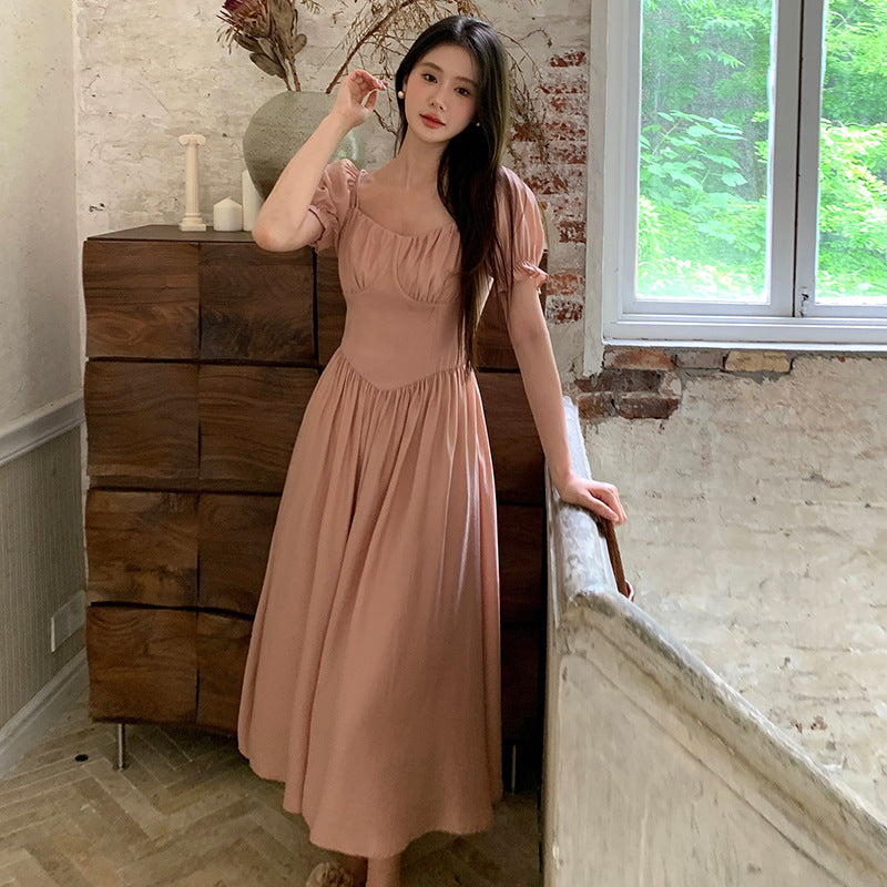 2025 popular summer new Korean retro high waist suspender dress solid color pure desire skirt BS88042