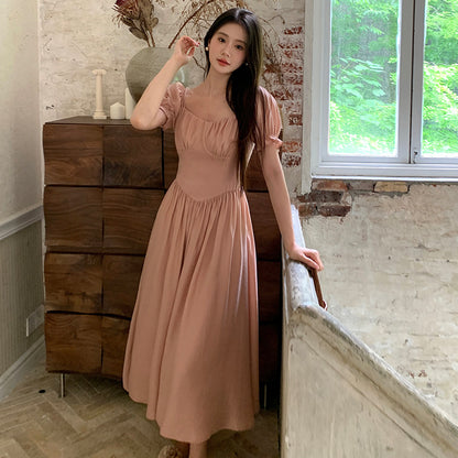 2025 popular summer new Korean retro high waist suspender dress solid color pure desire skirt BS88042
