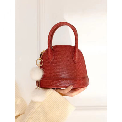 2025 Shell bag women's  summer new red wedding bag bridal bag shoulder crossbody handbag genuine leather women's bag