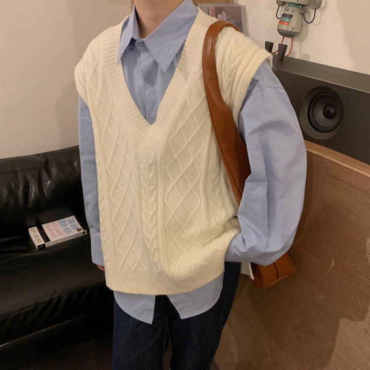 maoxiangshop 2000s fashion Autumn 2024 New Korean Style Loose All-Match Sweater Waistcoat Trendy Fashionable Outerwear Knitted Vest for Women