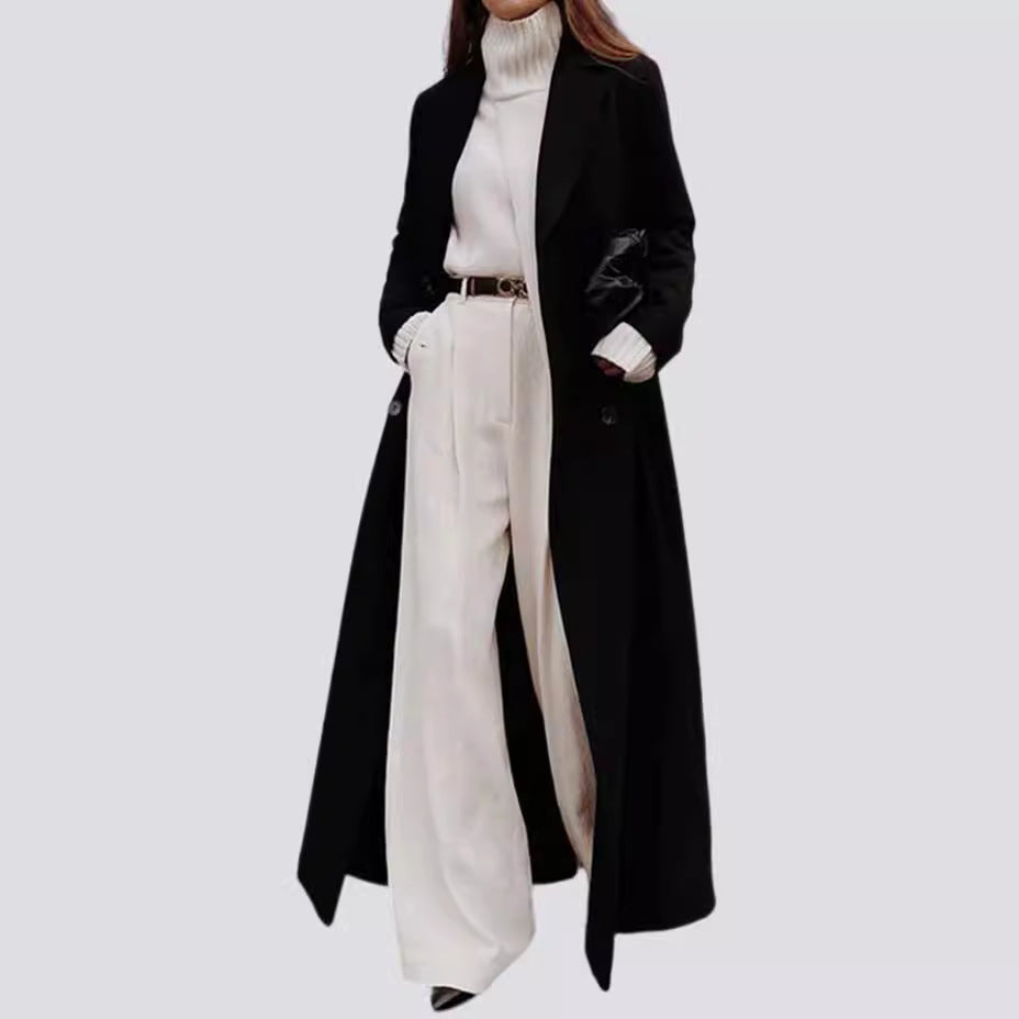 maoxiangshop western outfits women 2024 Autumn and Winter Women's Casual Long Solid Color Warm Woolen Coat Overcoat
