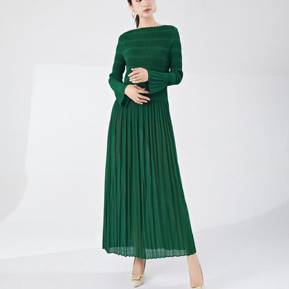 Unique and chic high-end dress women's new bottoming pleated skirt long skirt autumn women's high-end feeling