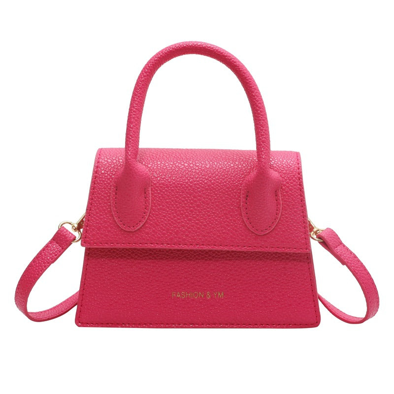 MAOXIANGSHOP 2025 Bag Women's Spring and Summer  New Portable Small Square Bag Simple Texture Lychee Pattern Shoulder New Lipstick Bag