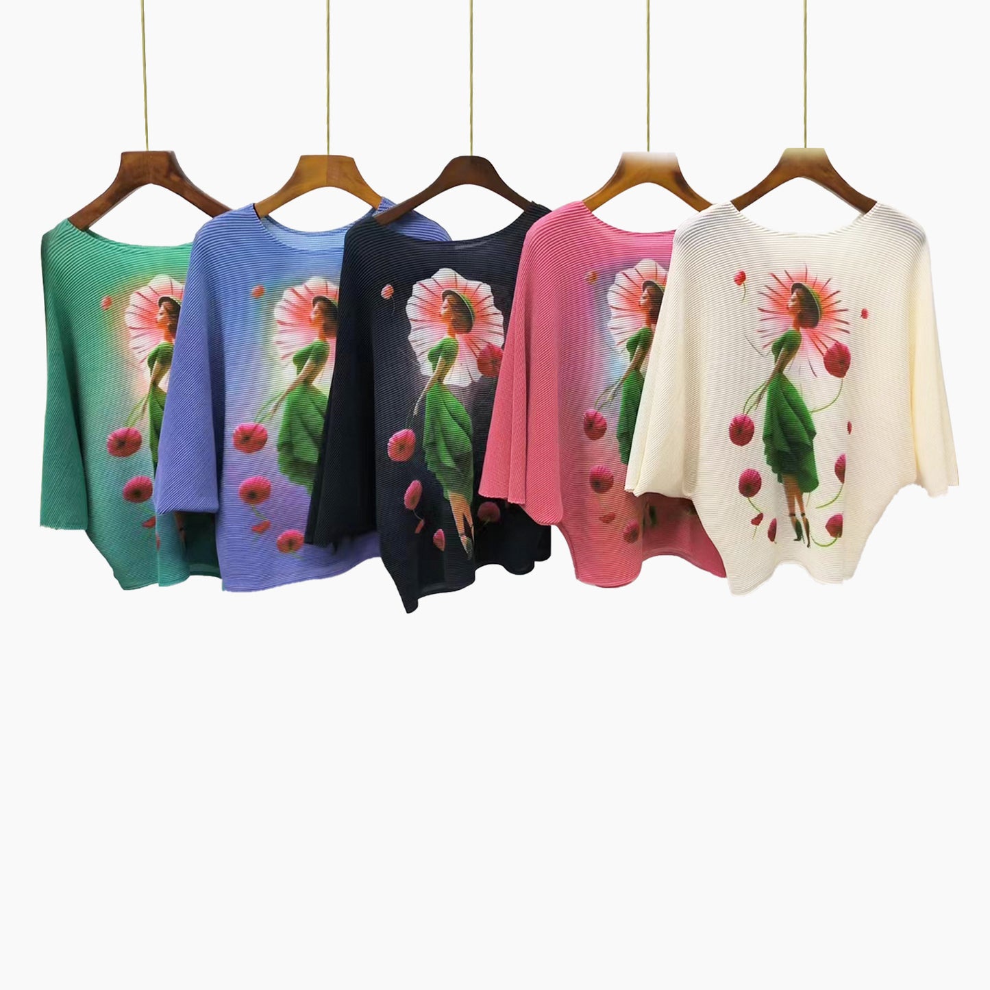 2025 Large size women's summer women's top bat sleeve loose fashion versatile jumper meat cover thin  T-shirt