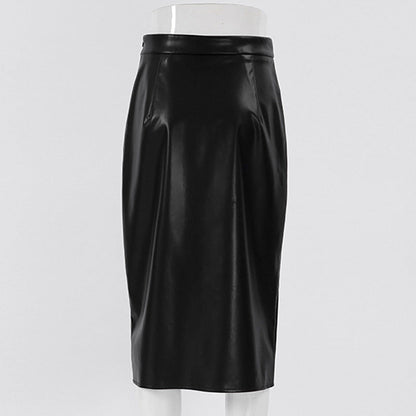 maoxiangshop-shop work outfits women 2024 Spring and Autumn New Women's Leather Skirt Casual Split High Waist Skirt Hot Selling