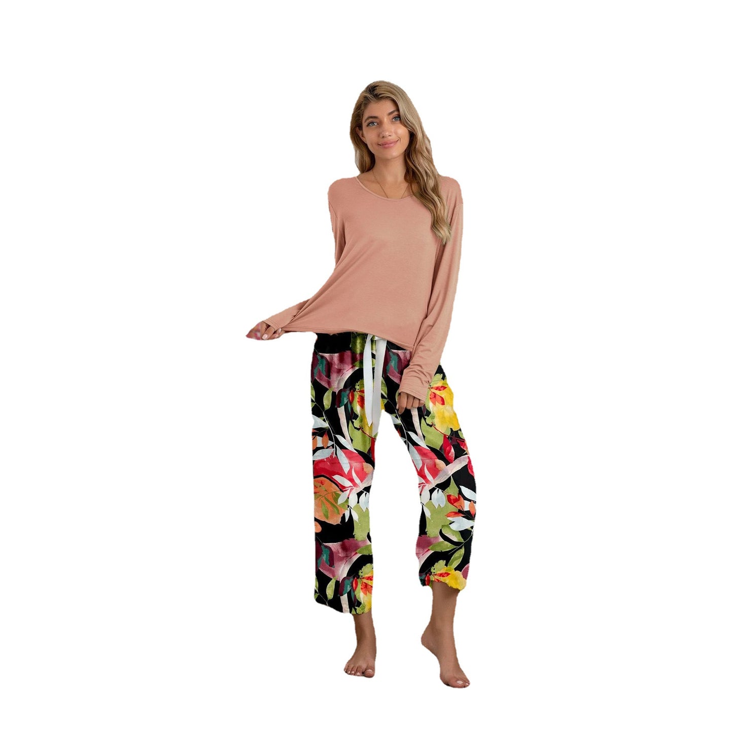 MAOXIANGSHOP 2025wish Modal cotton home bow round neck casual suit loungewear, nine colors and eight yards, spot