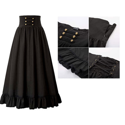 maoxiangshop pop culture dress to impress Plus Size Retro Renaissance Women's A- line Ruffle Skirt Halloween Ball Retro Cosplay