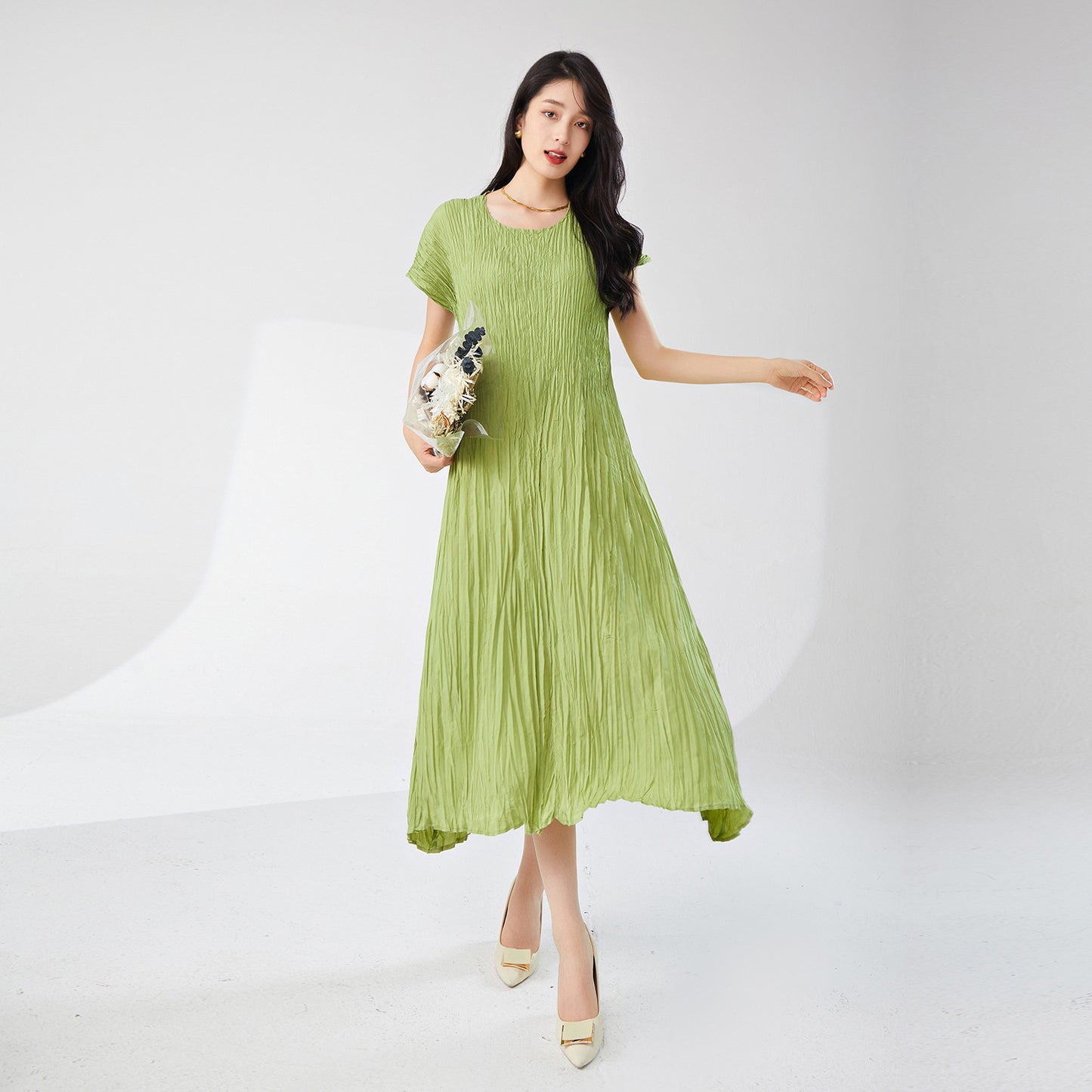 dress loose women's summer new light and breathable loose lace-up thin a-word skirt versatile medium and long skirt