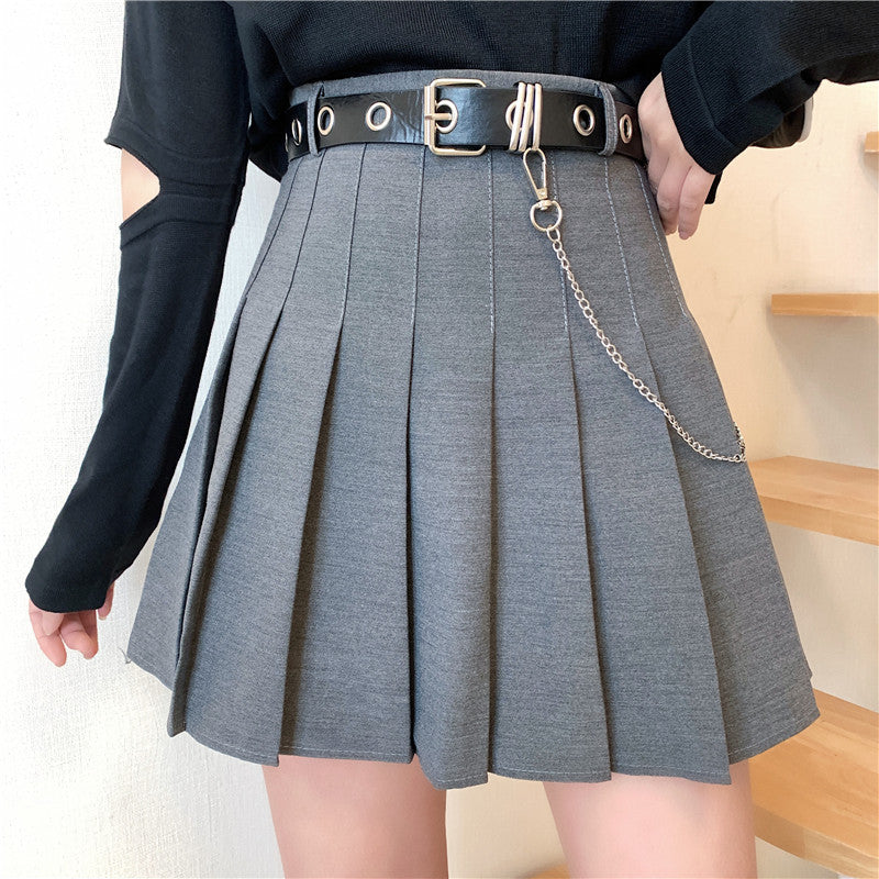 maoxiangshop-shop gothic dti 2024 Korean Style New High Waist Slimming Design Sense Niche Pleated Skirt A- Line Skirt Women's Skirt