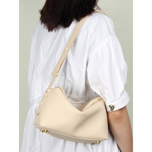 2025 The first layer of cowhide underarm bag women's new niche versatile single shoulder diagonal span handbag simple fashion temperament pillow bag