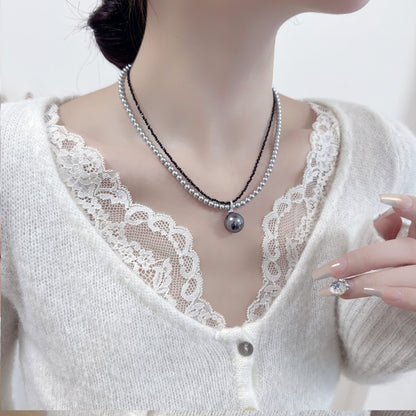 2025 High-end pearl necklace women's double-layer niche design sense light luxury versatile collarbone chain neck chain temperament elegant accessories