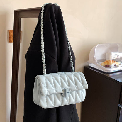 MAOXIANGSHOP 2025 Single shoulder niche design embroidery thread diamond messenger bag  new fashion versatile chain simple women's bag