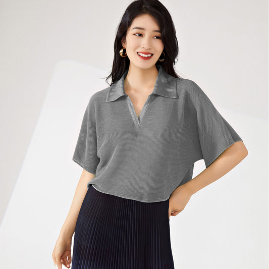 2025 Clothes Women's Short Sleeve 1688 Wholesale Supply High Waist Short V-Neck Small Fashion Casual Versatile  T-Shirt