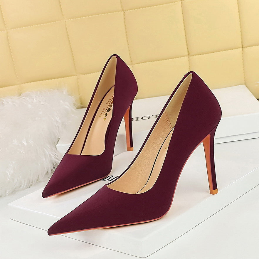 3391-10 2025 fashionable and sexy nightclubs show thin super high heels women's shoes thin heels shallow mouth pointed simple high heels