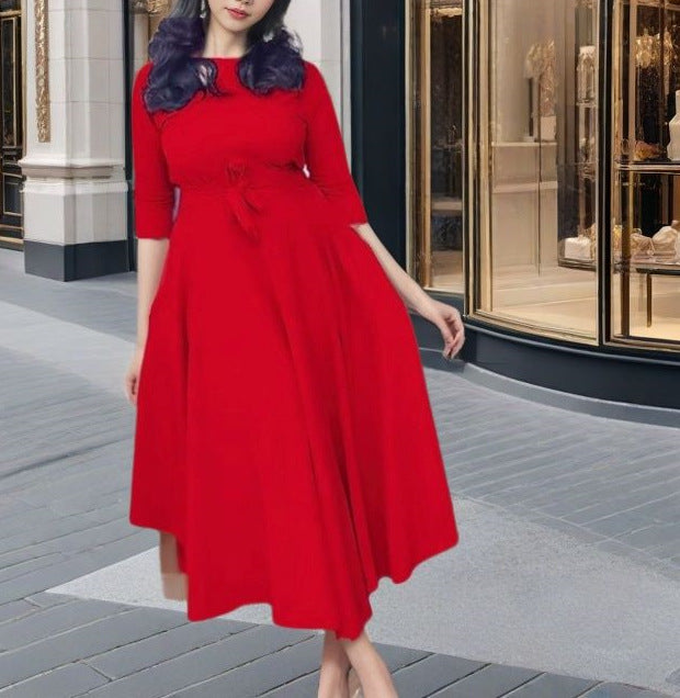 MAOXIANGSHOP 2025 spring New women's clothing new fashion temperament lace-up waist large size pendulum African long dress dress