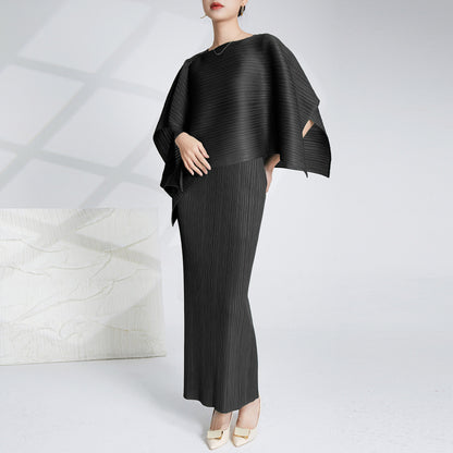 high-end pleated dress women's long dress shawl two-piece set Shenzhen Nanyou high-end New Popular trade women's clothing