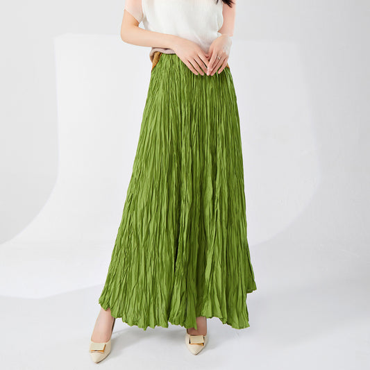 skirt long skirt new hot-selling design sense high waist drape feeling thin a-shaped skirt big swing fashion pleated skirt