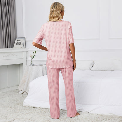 MAOXIANGSHOP 2025Real 2025 New ebay  wish short-sleeved round neck printed top trousers set pajamas loungewear