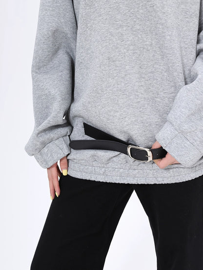Premium Sense Crew Neck Solid Color Versatile 2025n Sweater Fleece Shirt Autumn and Winter Loose Warm Long Sleeve Top Women