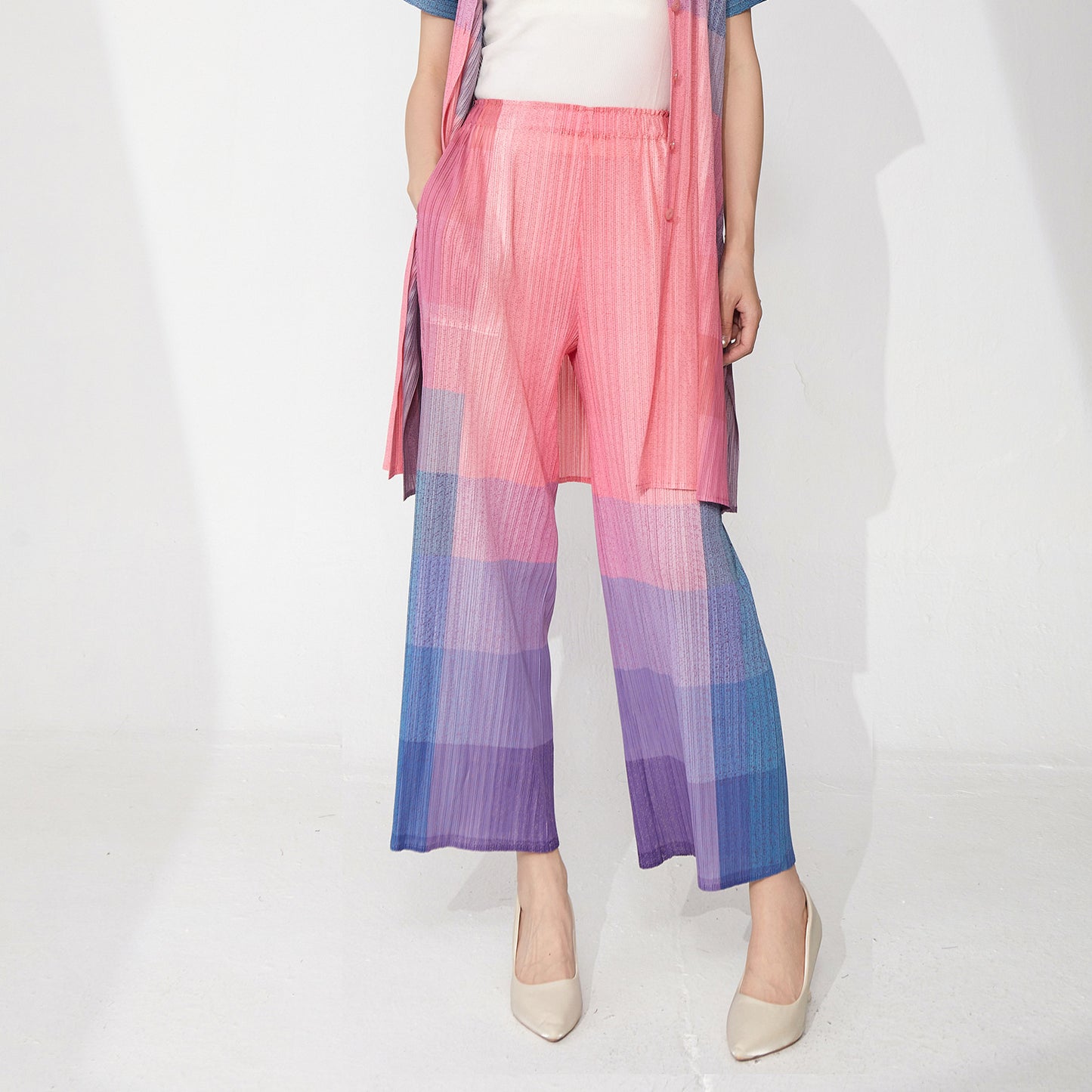 counter quality casual pants women's summer gradual change new high-end drape loose versatile long straight pants