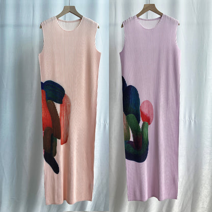 dress new Nanyou Shenzhen high-end women's clothing round neck sleeveless medium and long temperament straight skirt