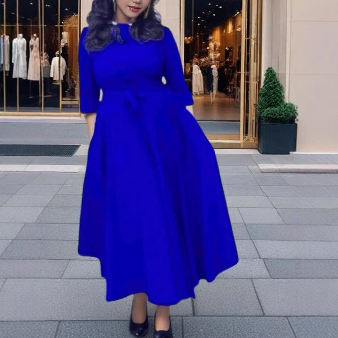 MAOXIANGSHOP 2025 spring New women's clothing new fashion temperament lace-up waist large size pendulum African long dress dress