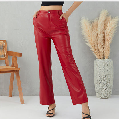 maoxiangshop-shop lookbook outfits Leather Pants Fashion New Women's High Elastic PU Leather Pants Leggings Women's Pants