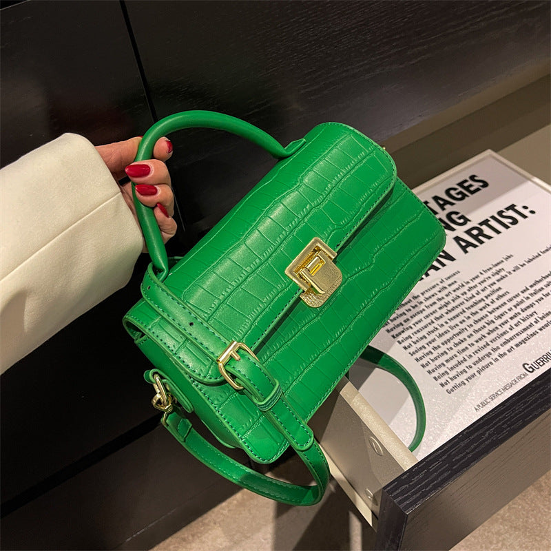MAOXIANGSHOP 2025 Bag Women's  New Women's Bag Textured Stone Pattern Portable Small Square Bag Fashion Versatile Popular Shoulder Crossbody Bag