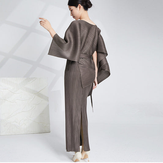 high-end pleated dress women's long dress shawl two-piece set Shenzhen Nanyou high-end New Popular trade women's clothing