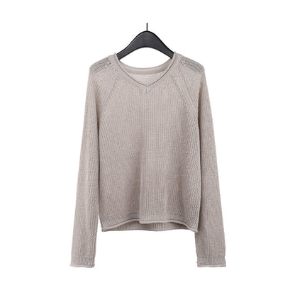 2025 [4 colors optional] Wool V-neck hollow knitted sweater 2025 early spring new Korean version simple lazy sweater M17