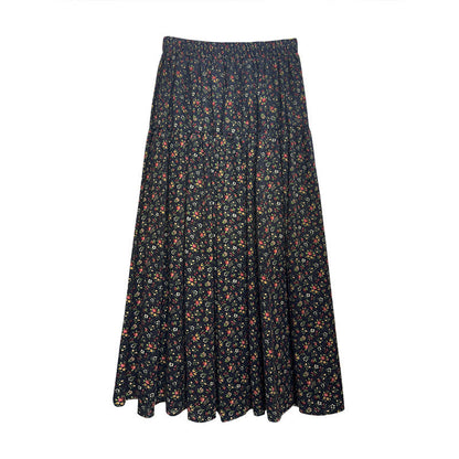 maoxiangshop-shop fall outfits women Mori Brushed Floral Skirt 2024 Autumn and Winter New Artistic Age-Reducing Mid-Length Umbrella Skirt Cover Slim Skirt