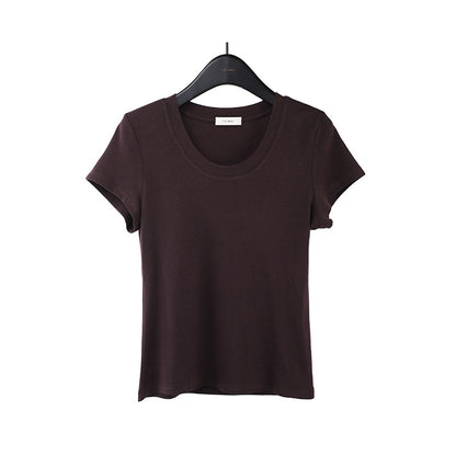 2025 [11 colors] Basic round neck short-sleeved T-shirt women's 2025 summer new simple and versatile solid color top T003