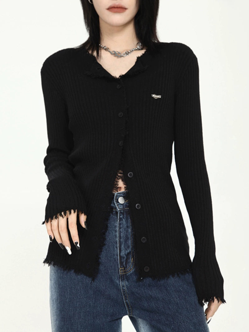 's homemade black knitted cardigan, a new design sense in the summer of popular, with a bottoming shirt and a top for women