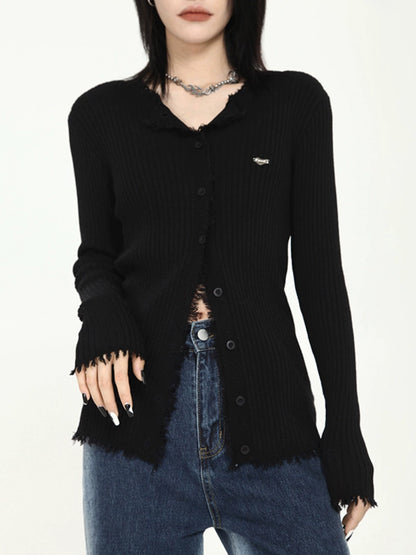 's homemade black knitted cardigan, a new design sense in the summer of popular, with a bottoming shirt and a top for women