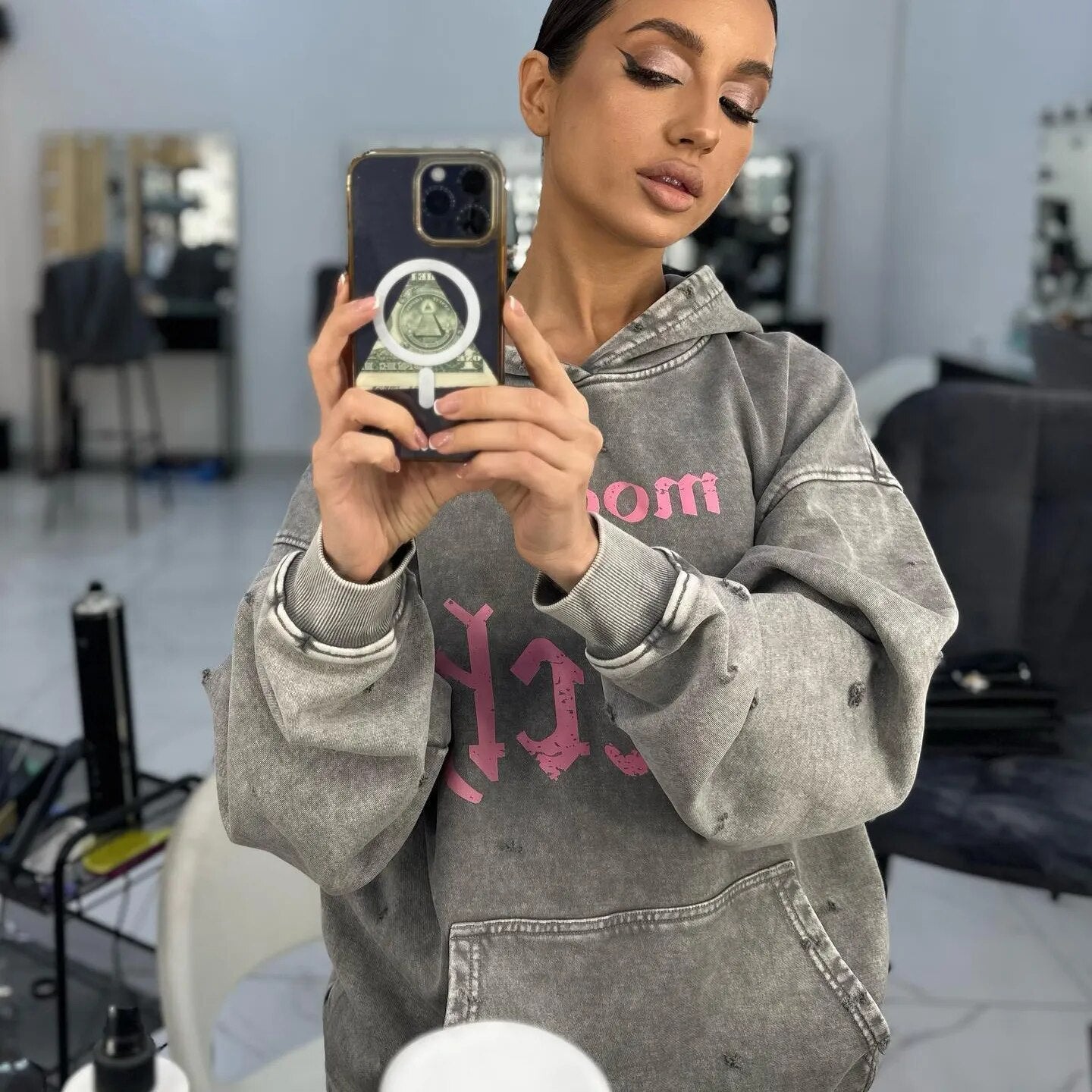 maoxiangshopY2K Hoodies Tops Streetswear 2023 Women Fall Clothes Sexy T Shirts Casual Blouses Fashion Sweatshirts Hooded Baggy Tops