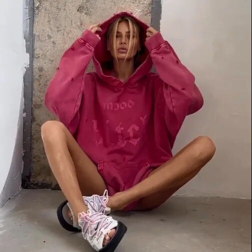 maoxiangshopY2K Hoodies Tops Streetswear 2023 Women Fall Clothes Sexy T Shirts Casual Blouses Fashion Sweatshirts Hooded Baggy Tops
