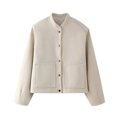 maoxiangshop  -  Elegant Solid Wool Mixtures Women Winter Coats Fashion One Button O-neck Warm Lady Jacket 2024 New Long Sleeve All-match Outwear