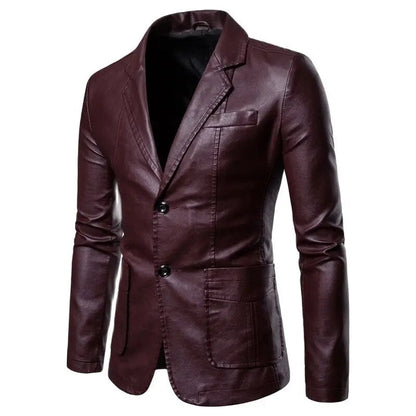 maoxiangshop New Autumn Winter Leather Jacket Men Fashion Motorcycle Jacket Biker Coats Mens Smart Causal Pu Leather Blazers Jacket Suit Coat