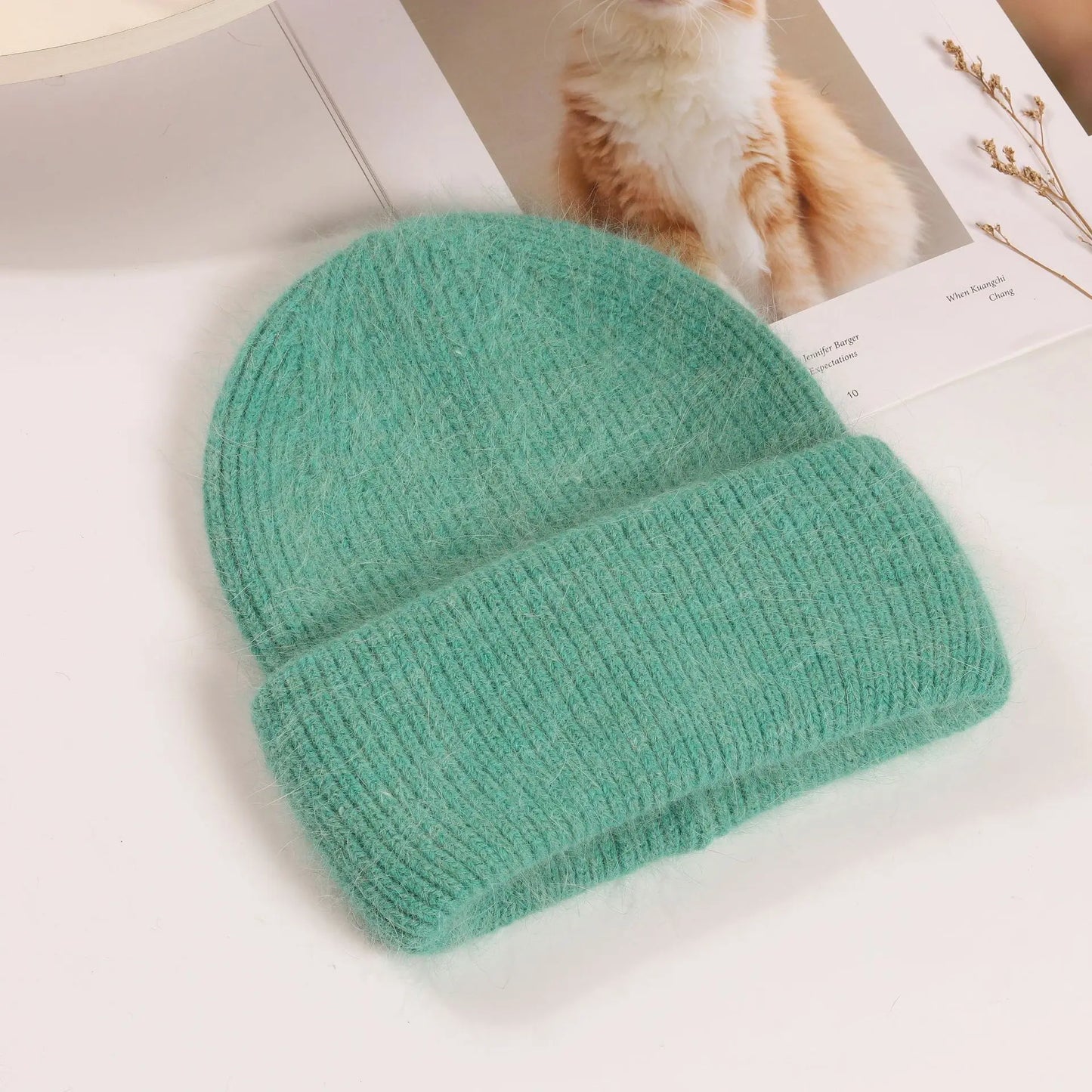 maoxiangshop Winter Hat Real Rabbit Fur Winter Hats For Women Fashion Warm Beanie Hats Women Solid Adult Cover Head Cap