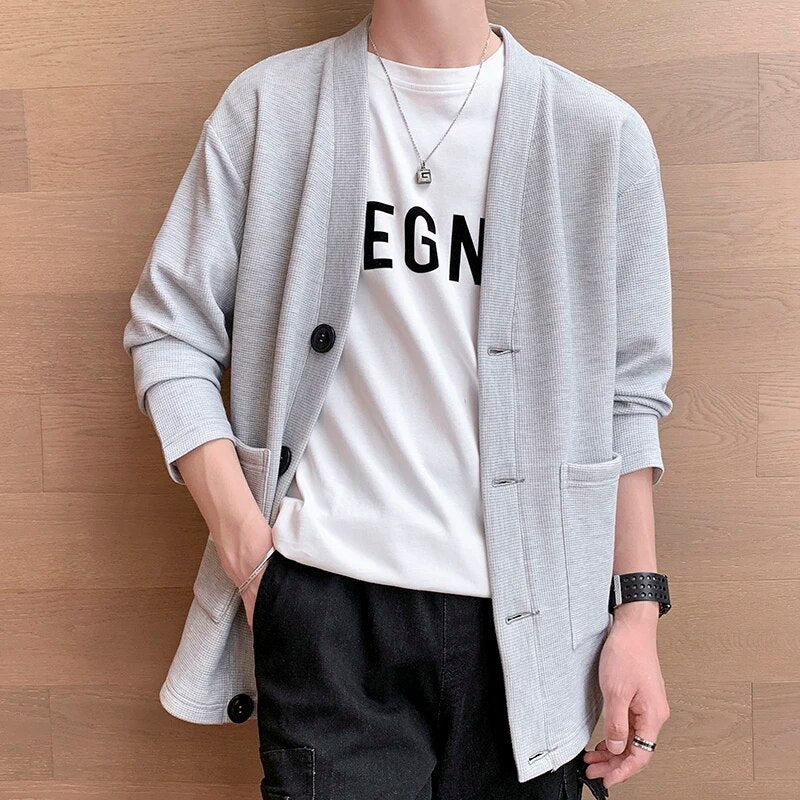 maoxiangshop Men's Jacket Summer Ice Silk Quick Drying Jacket High-End Business Casual Waistcoat Solid Color All-In-One Trench Coat 5XL