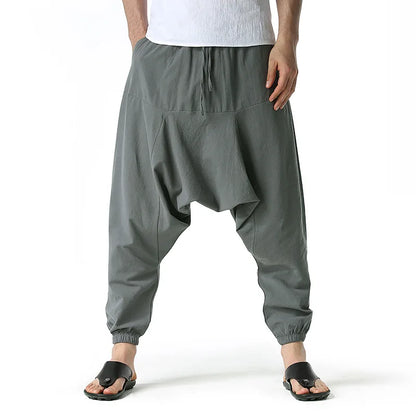 maoxiangshop New Men Harem Pants Sweatwear Baggy Casual Yoga Loose Cotton Sport Jogging Pants Worker Cross Pants for Men