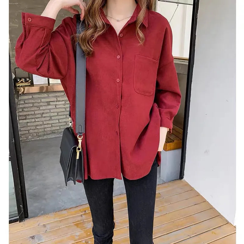 maoxiangshop Plus Size Korean Style Blouses Long Sleeve Clothes Office Autumn Shirt Women Shirts Winter Clothes Elegant Women Blouses