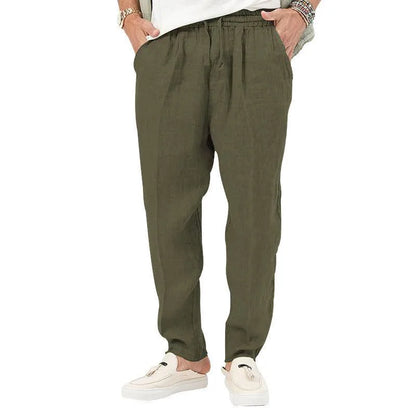 maoxiangshopMen's Long Linen Pants Lightweight Loose Fit Trousers Breathable Cotton Streetwear Sport Sweatpants Solid Color Pencil Pants