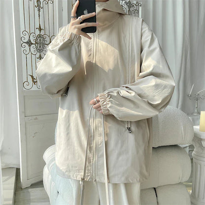 maoxiangshop 2024 Men Hooded Jacket Men Bomber Jacket Mens Windbreakers Zipper Coats Spring Autumn Loose Cargo Jacket Men Casual Sportswear